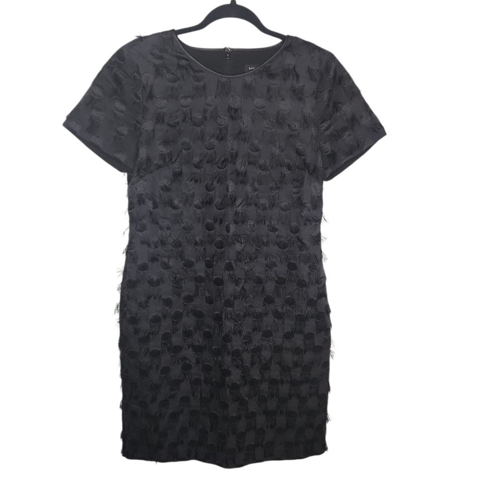 Banana Republic Black Textured Eyelash Fringe Classic Sheath Dress Size 4
